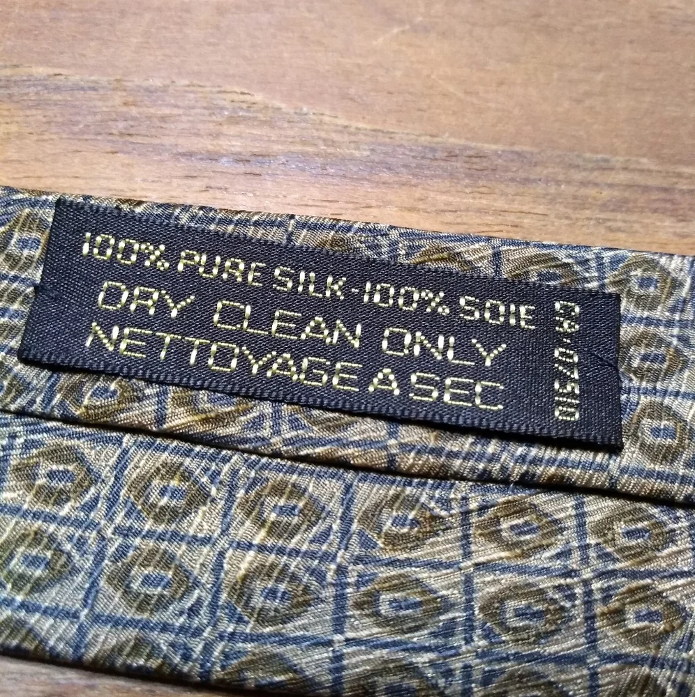 Giorgio Armani Tie, 100% Silk, Blue & Green & Grey Pattern, Made in Italy - Picture 7 of 10